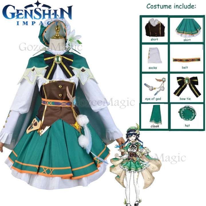 Venti Cosplay Costume Game Genshin Impact Chinese Anime Cosplay Wig Cloak Suit Halloween For