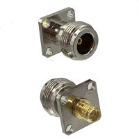 1pcs Connector Adapter N Female Jack to SMA Female 4-Holes Flange 17.5mm Wire Terminal RF Coaxial Converter