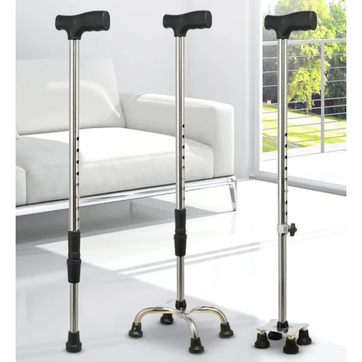 Stainless Steel Adjustable Four Leg Anti-skid Stable Retractable Walking  Aid Crutches for Elderly Tetrapod Luxury Walking Stick Arm Crutch | Lazada  PH