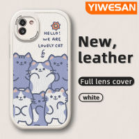 YIWESAN เคส A03ปลอกสำหรับ Samsung รูปการ์ตูนดีไซน์ใหม่แมวน่ารักเคสใส่โทรศัพท์หนังเคสมือถือกันกระแทกซิลิโคนนิ่มป้องกันการตกพร้อมเคสป้องกันกล้องสำหรับเลนส์คลุมทั้งหมด