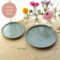 Green pastel plate เซรามิค จาน อาหาร ขนม สลัด คาเฟ่ เข้า ไมโครเวฟ เครื่องล้างจาน ได้