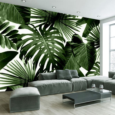 [hot]Custom Photo Wallpaper Retro Tropical Rain Forest Palm Banana Leaves 3D Wall Mural Cafe Restaurant Theme Hotel Backdrop Frescoes