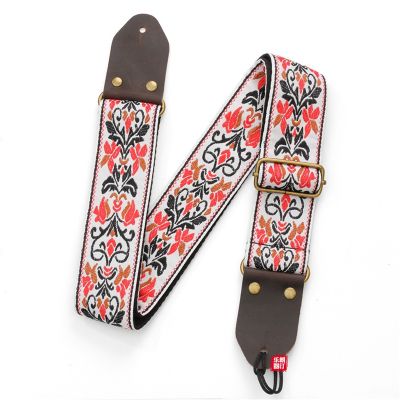1 Piece Guitar Ukulele Strap Embroidered Guitar Strap Electric Guitar Accessories (Black)