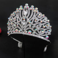 Bridal Hair Accessories Big Tiaras and Crowns Princess Diadem AB Diamonds Headbands Hair Combs Women Girls Party Headwear