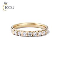 KOJ แหวนเพชรโมอิสขนาด2.5มม. แหวนครึ่งทองสำหรับผู้หญิงอัญมณีสำหรับงานแต่งงานงานหมั้น