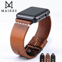 MAIKES Special Cow Leather Watch Strap For Apple Watch Band 45Mm 41Mm 44Mm 40Mm 42Mm 38Mm Series 7 6 SE 5 4 3 Iwatch Watchband