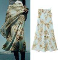 【CC】∈♙♀  Print Floral Skirt Loose Breathable Waisted Skirts Fashion 2023 Side Zip Design