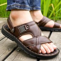 Sandals Men Summer Shoes Men Leather Sandal Casual Beach Slippers Shoes Platform Sandals Outdoor Striped Shoes Men Shoes House Slippers