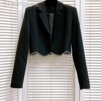 ♨☇○ gsgw Blazer elegante de para mulheres jaqueta curta casaco feminino manga cheia gola virada baixo Y4067 na moda