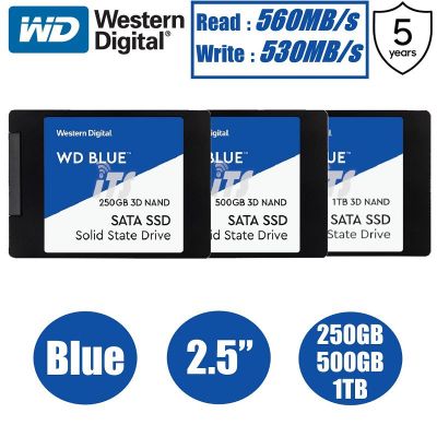 Western Digital WD Blue โซลิดสเตตดิสก์ PC 3D NAND SSD 2.5 นิ้ว 7 มม. SATA (250GB 500GB 1TB)