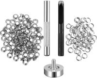 mm 100 PCS Silver Eyelet and Eyelet Punch Die Tool Set Metal Button for DIY Leather Craft Clothing Shoes Belt Grommet