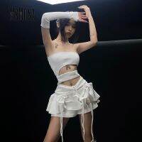 HOT ●✢◎□ MsMona Đầm Mini Dáng Ôm Trễ Vai Màu Trắng Trơn Thời Trang 2022 Quyến Rũ Cho Nữ