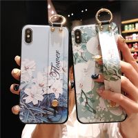 (Great. Cell phone case) ซิลิโคนดอกไม้สายรัดข้อมือกรณีโทรศัพท์สำหรับ Iphone 11 Pro MAX X XR XS MAX 7 8 6 6วินาทีบวกปกมือวงกรณีนุ่มบรรเทา Capa