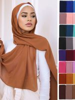 【Miki Xinyuan】ผู้หญิงสีทึบ Hijab ผ้าพันคอผ้าคลุมไหล่ HeadbandHijabs Wrap Headscarf ผ้าพันคอ60สี