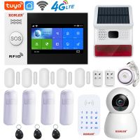 Tuya Smart Alarm System Security Home WIFI 4G GSM Touch Screen Panel Hub Wireless Kit with Camera Solar Siren Motion Door Sensor Household Security Sy