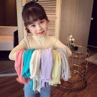 ??พร้อมส่งในไทย?? เสื้อแขนยาว คอเต่า สีพื้น ผ้าร่องยืด แบบนิ่ม สไตล์เกาหลี ผ้าบาง