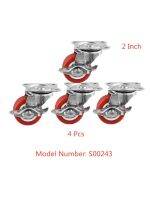 4 Pcs/Lot 2 Inch Pvc Flat Bottom Brake Caster 65mm High Top Universal Wheel Red Furniture