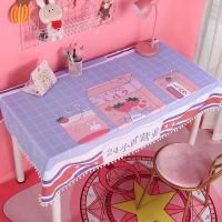 W amp;G Tablecloth Fabric Cotton Linen Ins Cute Cartoon Rectangular Waterproof Tablecloth Desk Dining for Birthday Party