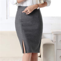 2021 New Fashion Women Office Formal Pencil Skirt Spring Autumn Elegant Slim Front Slit Midi Skirt BlackGrayRed OL Skirts