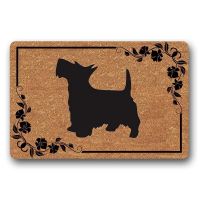 Entrance Floor Mat Funny Doormat Scottish Terrier Dog Door mat Decorative Indoor Outdoor Flannel Doormat Non-Woven Fabric