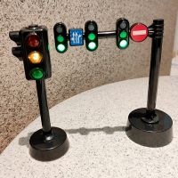 Safety Dducation Traffic Light Toy Lamp Block Brick City Street View Accessories Signpost Barrier Speed Limit Indicator Warning