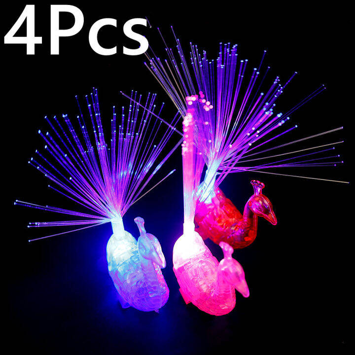 free-shipping-4pcs-แหวนสวมนิ้วสำหรับงานเลี้ยงรูปนกยูงไฟ-led-ตกแต่งเทศกาลของเล่นเด็กเรืองแสงในที่มืด