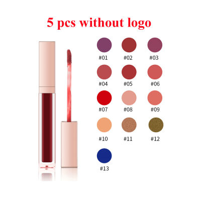 19 Colors Private Label Nude Matte Liquid Lipstick Golden Square Tube Non-stick Cup Long Lasting Custom Lip Gloss