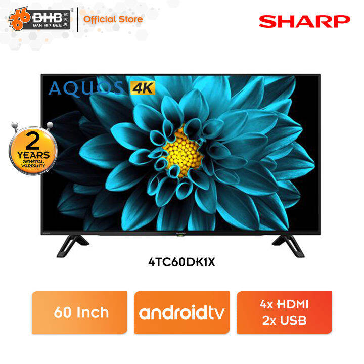 Sharp AQUOS 60 Inch 4K UHD Android TV Netflix YouTube 4TC60DK1X Lazada