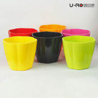 U-RO DECOR รุ่น WAVY-B (เวฟวี่-บี) กระถางดอกไม้เมลามีน Flower Pot Multicolor [มี 6 สี]