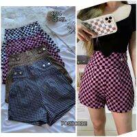 POSH CODE fashion high waist checker women shorts 韩式格子高腰短裤