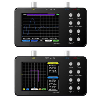 SCO2ออสซิลโลสโคปแบบดิจิตอลแบบมือถือสองช่อง3.2 ”จอ LCD 100KHz PWM Outpu 50ม. Oscilloscope 10msa/s แบนด์วิดท์แบบอะนาล็อกปุ่มเดียวการวัดแรงดันไฟฟ้าสูงอัตโนมัติ