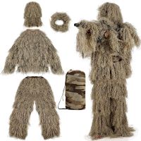 3D Ghillie Suits Ghillie Yowie Snipe Jacket Pants Head Cover Hunting Apparel Desert Camouflage Men Hunting Suits Cosplay Game Towels