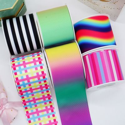 5 Yards Stripe Printed Grosgrain Satin Ribbons For Bows DIY Craft Decoration Packaging Supplies. 60101 Gift Wrapping  Bags