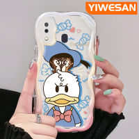 YIWESAN เคสปลอกสำหรับ Samsung M10s A32 A20 A30ลายการ์ตูนเป็ดโดนัลด์สีสันสดใสลายคลื่นเนื้อครีมเคสโทรศัพท์โปร่งใสปกป้องกล้องเคสซิลิโคนอ่อนชัดเจนเคส