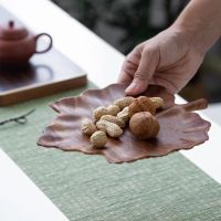 Leaf Shape Dishes Black Walnut Wooden Serving Trays Salad Snack Plate Dishes Dessert Platter Appetizer Wooden Jewelry Trays