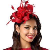 2023 New Tea Party Flower Fascinators Kentucky Headband Derby Hat Wedding tail Feathers Ribbon Fascinator Hats for Women2023