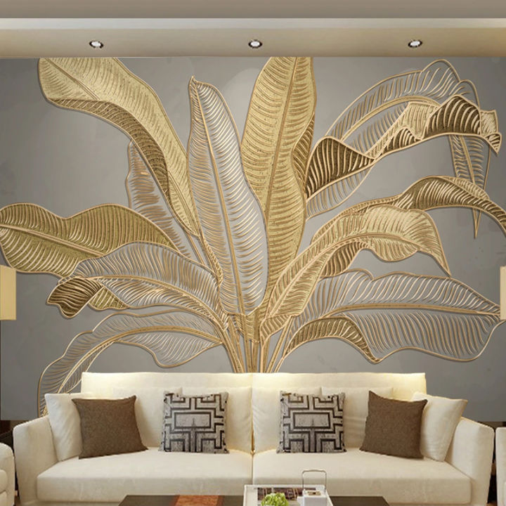 custom-photo-wallpaper-3d-stereo-golden-relief-banana-leaf-mural-living-room-tv-sofa-study-abstract-art-wall-painting-3d-fresco