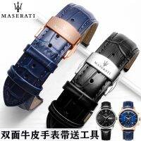 สายนาฬิกา Maserati สายหนัง R8851121003 สร้อยข้อมือหัวเข็มขัดผีเสื้อสำหรับผู้ชาย unisex 20 22 มม.