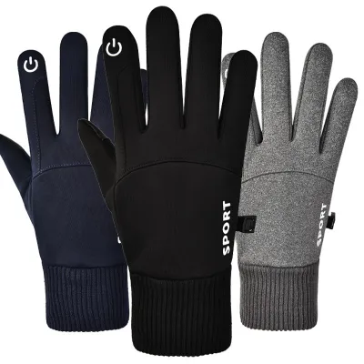 Winter Warm Gloves Non-slip Full Finger Touch Screen Riding Gloves Winter Plush Sports Running Motorcycle Ski Waterproof Gloves