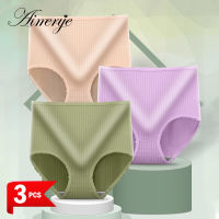 「3Pieces/Pack！」Aimerye Plus Size High Waist Panties Women Sexy Underwear Thin Breathable Plain Affordable Briefs