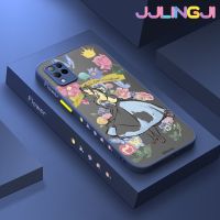 Jjlingji เคสสำหรับ Infinix Hot 10S Hot 10S NFC Hot 10T เคสการ์ตูนรูปเด็กผู้หญิงขอบสี่เหลี่ยมข้างบางดีไซน์ใหม่มีน้ำค้างแข็งโปร่งใสกันกระแทกเคสมือถือแข็งปลอกซิลิโคนคลุมทั้งหมดป้องกันกล้องนุ่ม