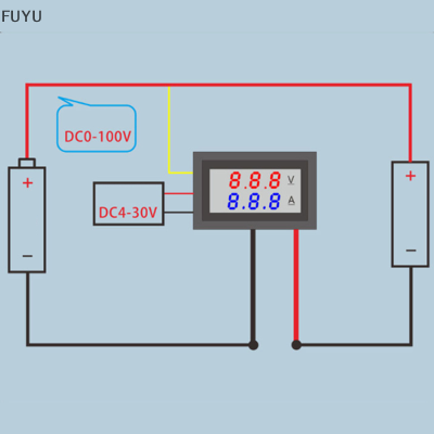 FUYU เครื่องวัดกระแสไฟรถยนต์, เครื่องวัดแรงดันไฟฟ้า DC 10A โวลต์มิเตอร์แอมมิเตอร์ LED