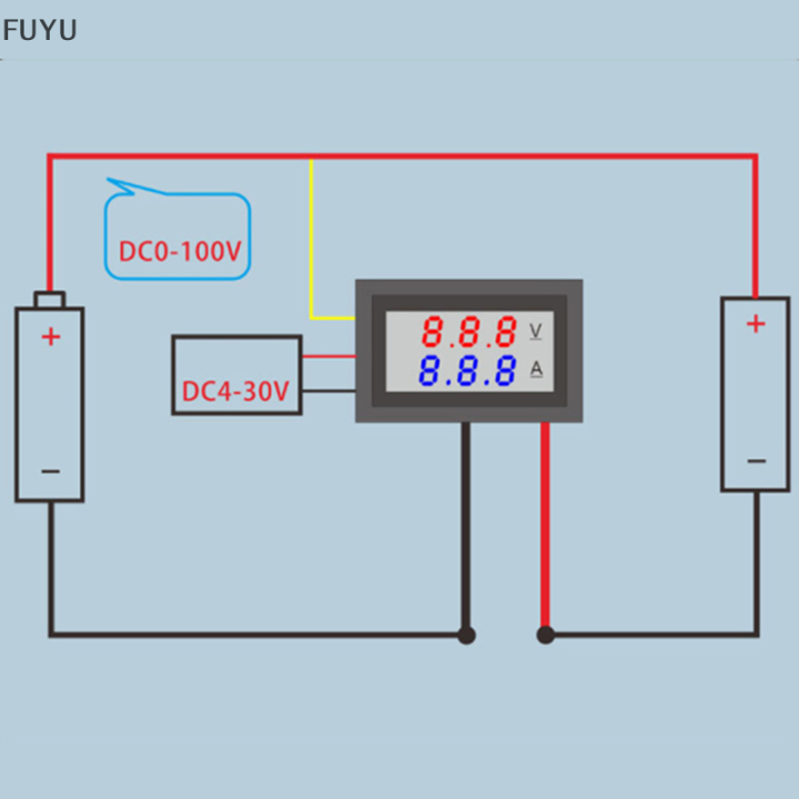 fuyu-เครื่องวัดกระแสไฟรถยนต์-เครื่องวัดแรงดันไฟฟ้า-dc-10a-โวลต์มิเตอร์แอมมิเตอร์-led