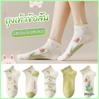 Mexin ถุงเท้าข้อสั้น สีพาสเทล แบบมีระบาย สไตล์น่ารัก  สำหรับผู้หญิง Women socks