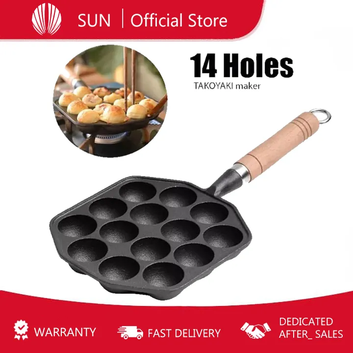 (FREE GIFT) 12/14 Holes Takoyaki Grill Pan Plate ,Takoyaki Cooking Set ...