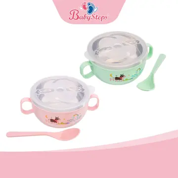 Stainless Steel Insulated Bowl Spoon Set For Baby Feeding, Children  Tableware, Cartoon Printed Food Bowl With Cover