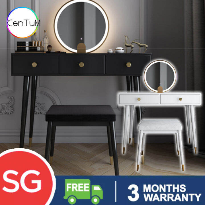[SG] Garolini High Quality Dressing Table With Stool Black White Vanity