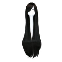 QQXCAIW Long Straight Party Cosplay Black 40" 100 Cm Synthetic Hair Wigs