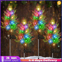 2Pcs ไฟ Led พลังงานแสงอาทิตย์กลางแจ้ง4สี Pine Light ตกแต่งต้นคริสต์มาสสำหรับ Patio สนามหญ้า Pathway Yard