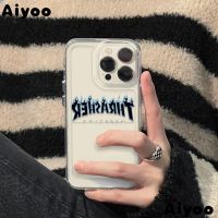 ✅เคสมือถือ แบบยางนิ่ม ลายเปลวไฟ ภาษาอังกฤษ สีฟ้า กันกระแทก สําหรับ iPhone 14 13 Pro Max 12 11 7 8 Plus